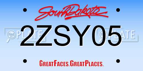 2ZSY05 South Dakota License Plate