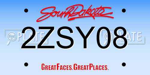 2ZSY08 South Dakota License Plate