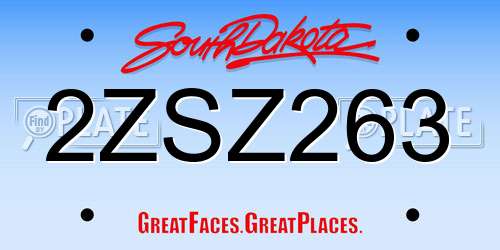 2ZSZ263 South Dakota License Plate