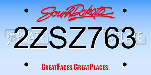 2ZSZ763 South Dakota License Plate