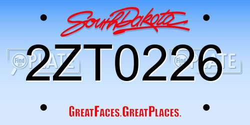 2ZT0226 South Dakota License Plate