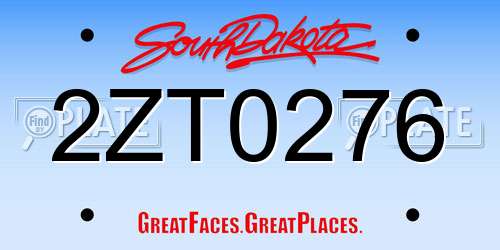 2ZT0276 South Dakota License Plate