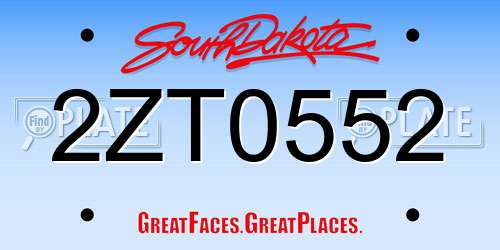 2ZT0552 South Dakota License Plate