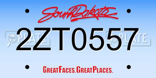 2ZT0557 South Dakota License Plate