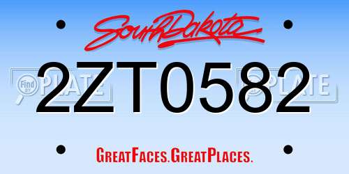 2ZT0582 South Dakota License Plate