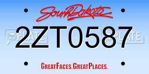 2ZT0587 South Dakota License Plate