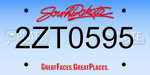 2ZT0595 South Dakota License Plate