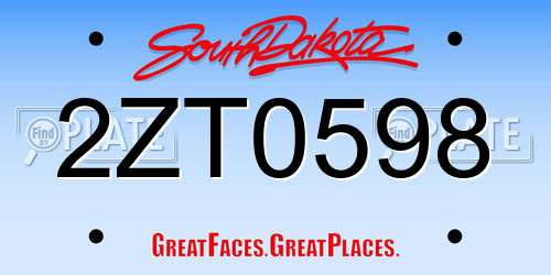 2ZT0598 South Dakota License Plate