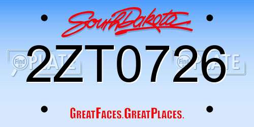 2ZT0726 South Dakota License Plate