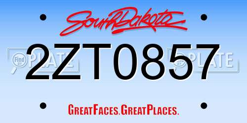 2ZT0857 South Dakota License Plate