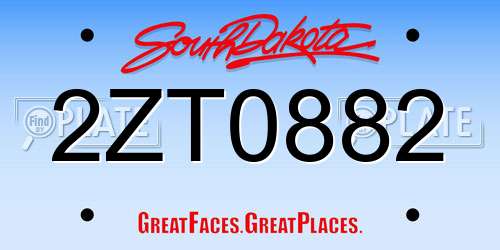 2ZT0882 South Dakota License Plate