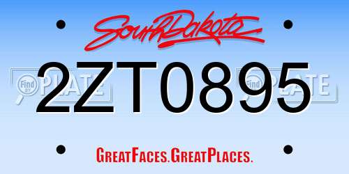 2ZT0895 South Dakota License Plate