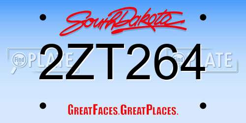 2ZT264 South Dakota License Plate