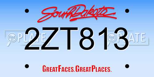 2ZT813 South Dakota License Plate