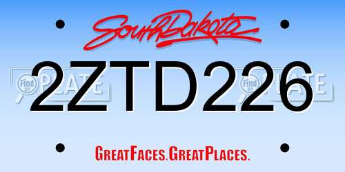2ZTD226 South Dakota License Plate