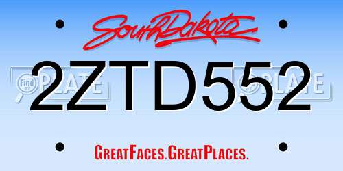2ZTD552 South Dakota License Plate