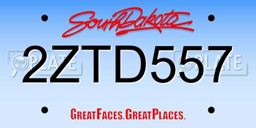 2ZTD557 South Dakota License Plate