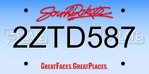 2ZTD587 South Dakota License Plate