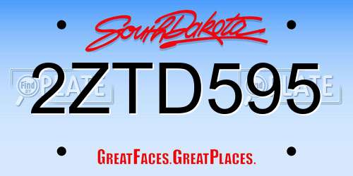 2ZTD595 South Dakota License Plate