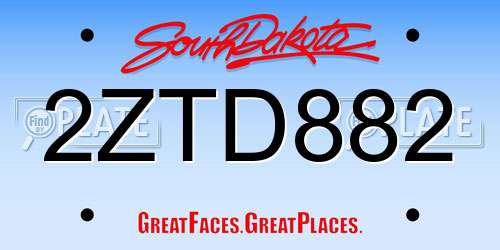 2ZTD882 South Dakota License Plate