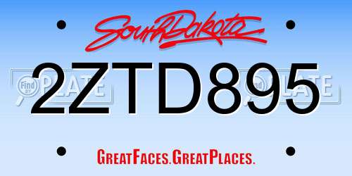 2ZTD895 South Dakota License Plate