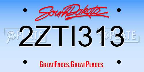 2ZTI313 South Dakota License Plate
