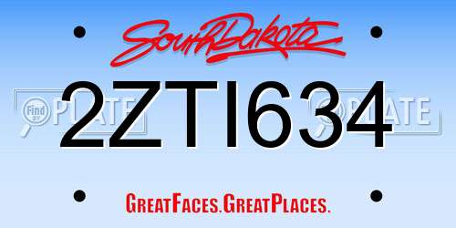 2ZTI634 South Dakota License Plate