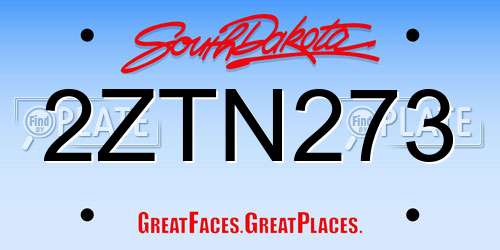 2ZTN273 South Dakota License Plate
