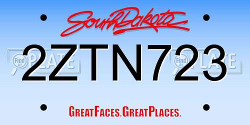 2ZTN723 South Dakota License Plate