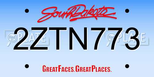 2ZTN773 South Dakota License Plate