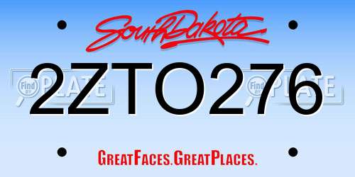 2ZTO276 South Dakota License Plate