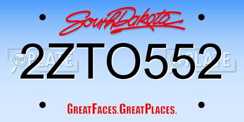 2ZTO552 South Dakota License Plate