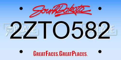 2ZTO582 South Dakota License Plate