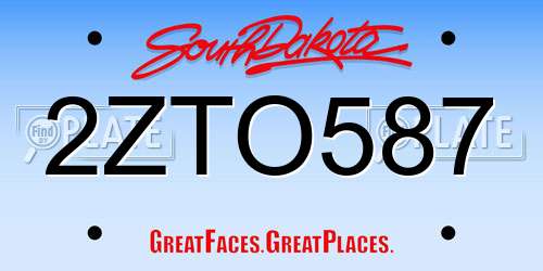 2ZTO587 South Dakota License Plate