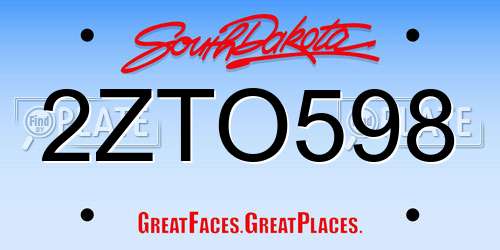 2ZTO598 South Dakota License Plate