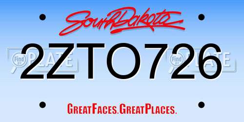 2ZTO726 South Dakota License Plate