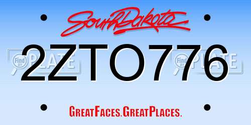 2ZTO776 South Dakota License Plate