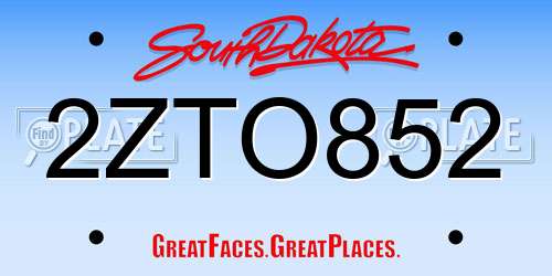 2ZTO852 South Dakota License Plate
