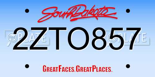 2ZTO857 South Dakota License Plate