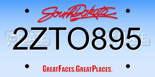 2ZTO895 South Dakota License Plate