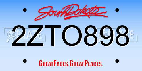 2ZTO898 South Dakota License Plate