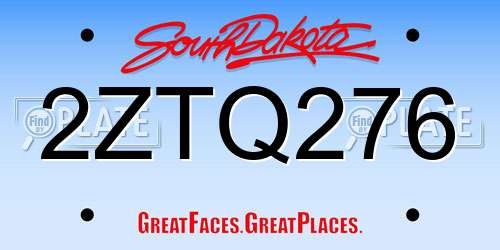2ZTQ276 South Dakota License Plate