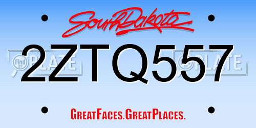 2ZTQ557 South Dakota License Plate