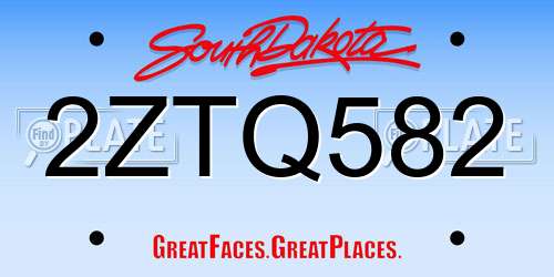 2ZTQ582 South Dakota License Plate
