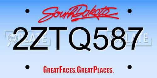 2ZTQ587 South Dakota License Plate