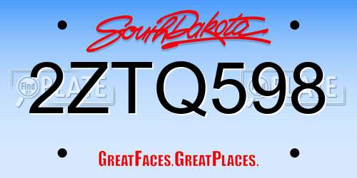 2ZTQ598 South Dakota License Plate