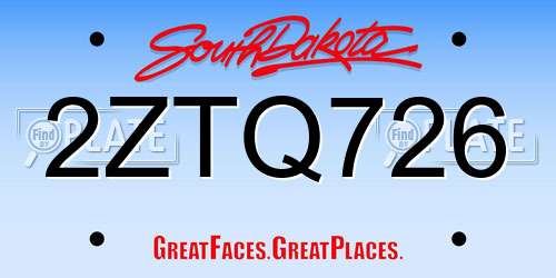 2ZTQ726 South Dakota License Plate