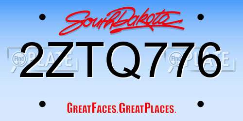2ZTQ776 South Dakota License Plate