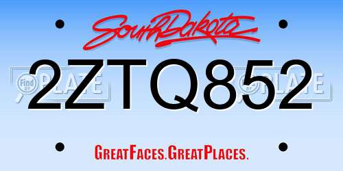 2ZTQ852 South Dakota License Plate