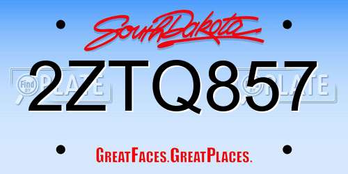 2ZTQ857 South Dakota License Plate